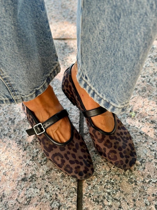 Steve Madden Shoes - Steve Madden Dreaming Mesh Mary Jane Ballet Flats Leopard Print Size 8M